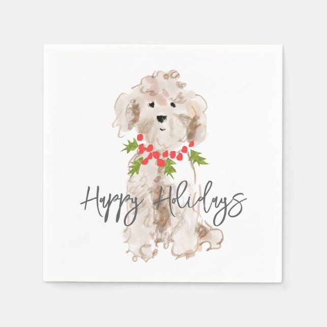 Guardanapo De Papel Felizes Férias Cockapoo Cão Festivo (Frente)