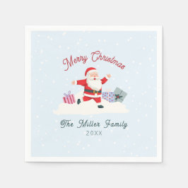 Guardanapo De Papel Felizes Papais noeis, azul claro Natal