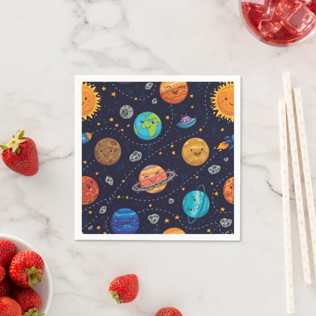 Guardanapo De Papel Felizes Planetas Papel Napkins (Insitu)
