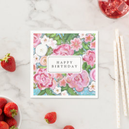 Guardanapo De Papel FELIZMENTE ANIVERSÁRIO Sangue de Primavera Floral 