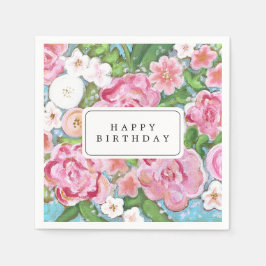 Guardanapo De Papel FELIZMENTE ANIVERSÁRIO Sangue de Primavera Floral 