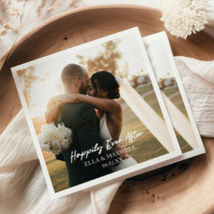 Guardanapo De Papel Felizmente Depois Do Casamento Com Fotografias