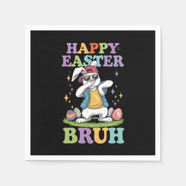 Guardanapo De Papel Felz pascoa Bruh Funny Dabbing Bunny Rabbit (Frente)