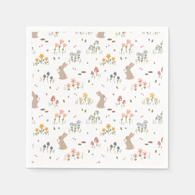 Guardanapo De Papel Felz pascoa Bunny Wildflower Festa de Crianças Bon (Frente)