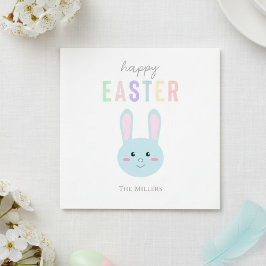 Guardanapo De Papel Felz pascoa Coelho Azul, Cute Kawaii Simples
