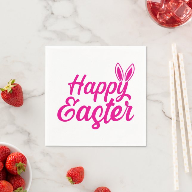 Guardanapo De Papel Felz pascoa Coelho Ocorre Em Texto Rosa (Insitu)