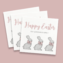 Guardanapo De Papel Felz pascoa de coelhinhos cor-de-rosa