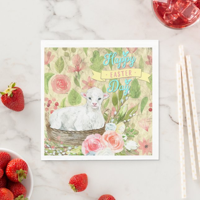 Guardanapo De Papel Felz pascoa Dia Com Carneiro (Insitu)