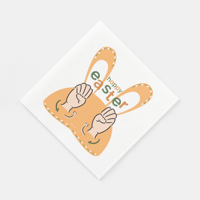 Guardanapo De Papel felz pascoa no idioma de sinais (Quina)