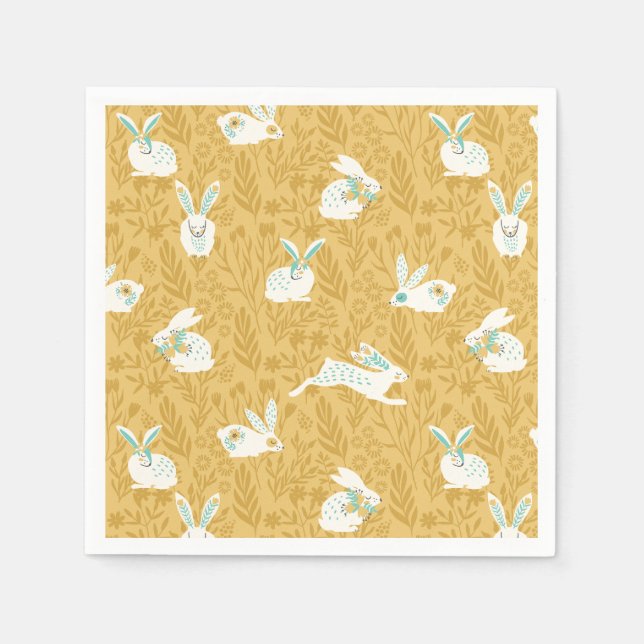 Guardanapo De Papel Felz pascoa | Primavera Floral Bunnies (Frente)