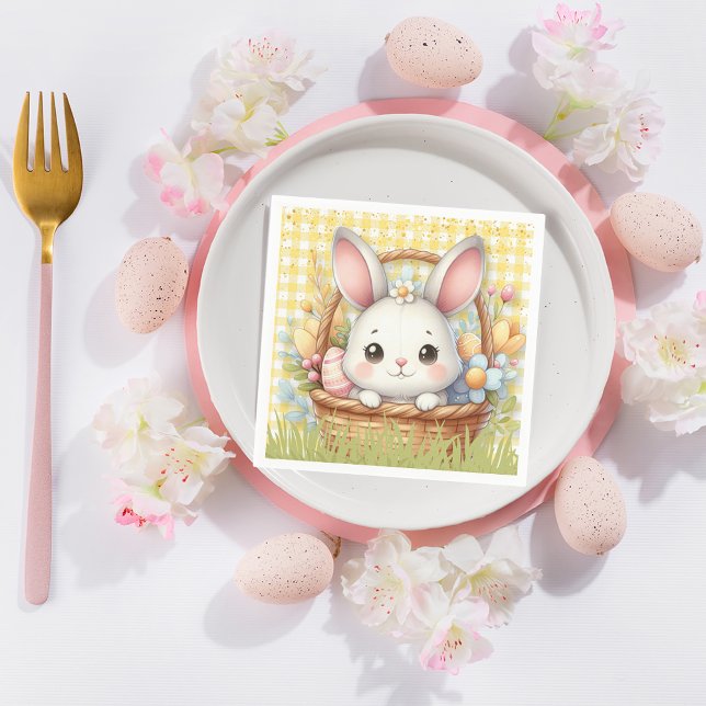 Guardanapo De Papel Felz pascoa vibrante em fundo amarelo (Vibrant Happy Easter in a Yellow background Napkin)