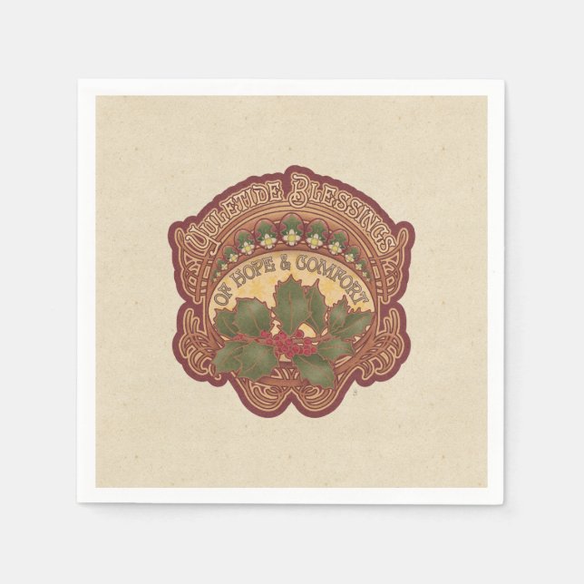 Guardanapo De Papel Feriado de Bênçãos de Natal e Yule (Frente)