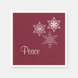 Guardanapo De Papel Feriado de Burgundy com três flocos de neve