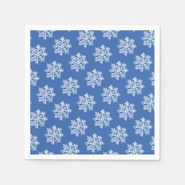 Guardanapo De Papel Feriado de Natal com Floco de Neve Azul (Frente)