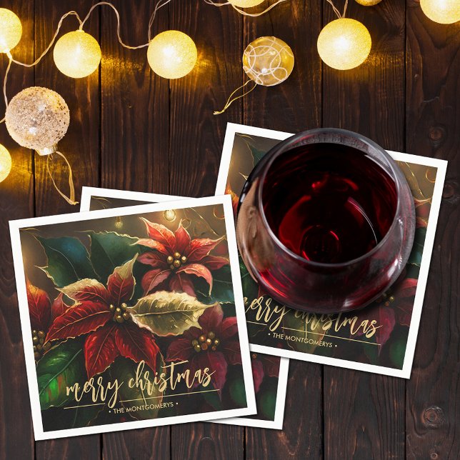 Guardanapo De Papel Feriado de Natal de Poinsettias (Criador carregado)