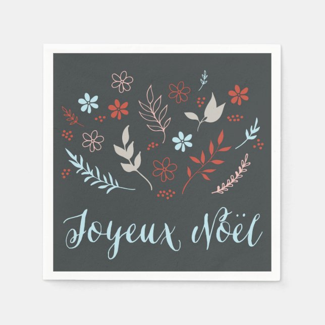 Guardanapo De Papel Feriado de Natal Natural de Noël em Slate (Frente)