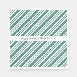 Guardanapo De Papel Feriado de Natal Verde em Greve de Candy Cane