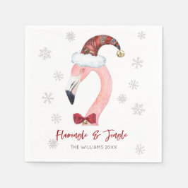 Guardanapo De Papel Feriado de Santa Hat Flamingo & Jingle Typografia