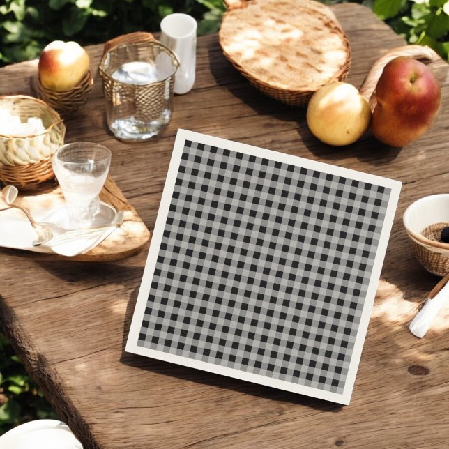 Guardanapo De Papel Feriado de Xadrez de Buffalo, Cinza Negra (Criador carregado)