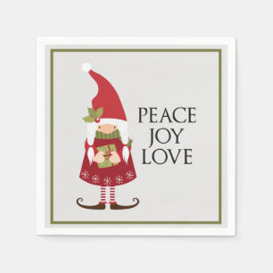 Guardanapo De Papel Feriado do Gnomo da Peace Joy Love Girl