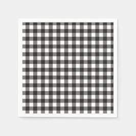 Guardanapo De Papel Feriado Elegante de Xadrez de Buffalo Branco e Pre