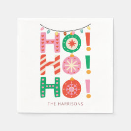 Guardanapo De Papel Feriado Ho Ho Ho Ho Moderno Colorido de Natal