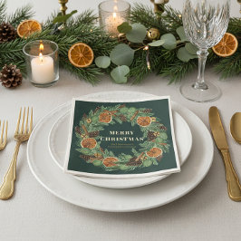 Guardanapo De Papel Feriado Verde de Pinheiros Laranja Secos Russos Fe