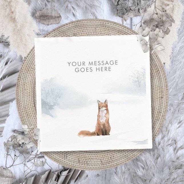 Guardanapo De Papel Feriados de Natal da Cena de Pau-Inverno Fox (Winter Woodland Scene Fox Christmas Holidays Napkins)