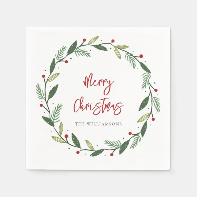 Guardanapo De Papel Feriados de Natal da Família Moderna de Script Ele (Frente)