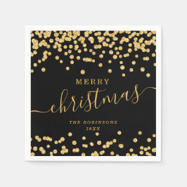 Guardanapo De Papel Feriados DOURADOS simples de Natal preto brilhante
