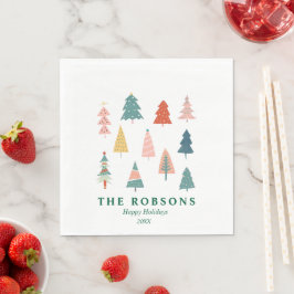 Guardanapo De Papel Feriados Felizes das Árvores de Natal Modernas