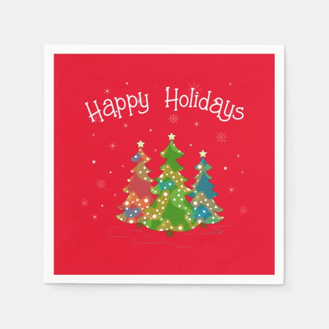 Guardanapo De Papel Feriados Vermelhos Modernos, Teal, Estrelas Napkin (Frente)