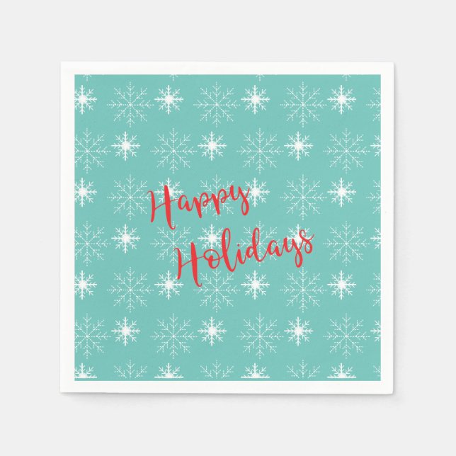 Guardanapo De Papel Feriados Vermelhos Modernos, Teal, Estrelas Napkin (Frente)