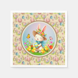 Guardanapo De Papel Férias Feliz das Flores da Páscoa e Coelhinhos da 