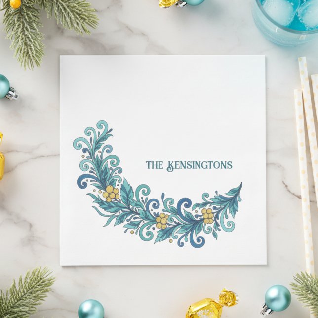 Guardanapo De Papel Férias Festivas Wreath Swag (Personalized Holiday napkins)