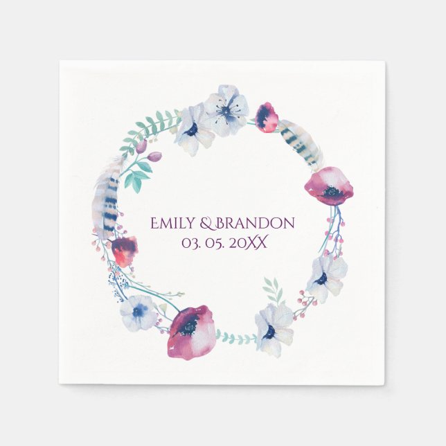 Guardanapo De Papel Ferida Floral Colorida de Aquarela (Frente)