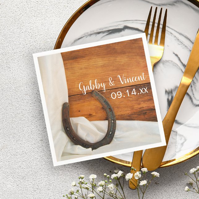 Guardanapo De Papel Ferradura e Casamento do Carão do Satin (Criador carregado)