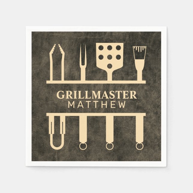 Guardanapo De Papel Ferramentas de Churrasco Clássicas Grillmaster Fau (Frente)