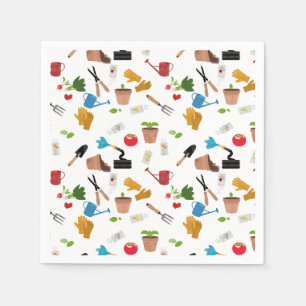 Guardanapo De Papel Ferramentas de jardinagem Plantas Padrão de jardin