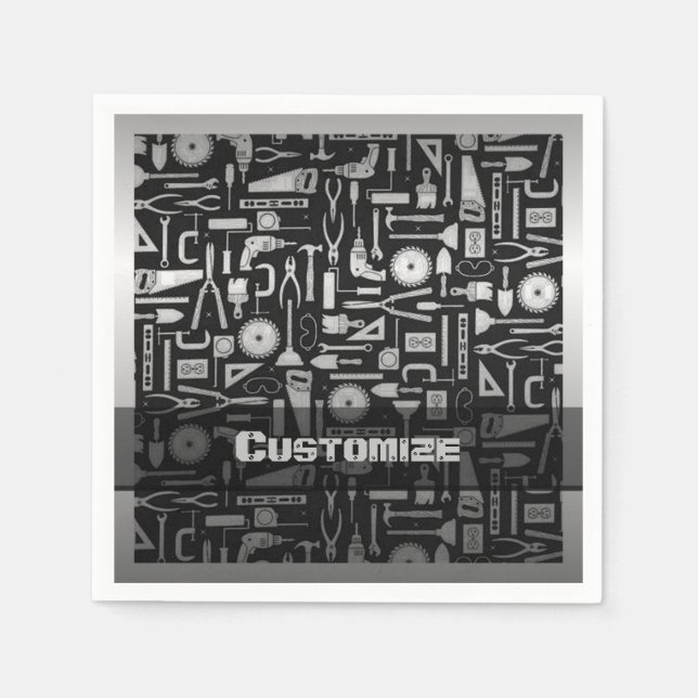 Guardanapo De Papel Ferramentas de Workshop para Black & Silver (Frente)