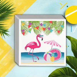 Guardanapo De Papel FesSummer Beach Pink Flamingo Chá de fraldas