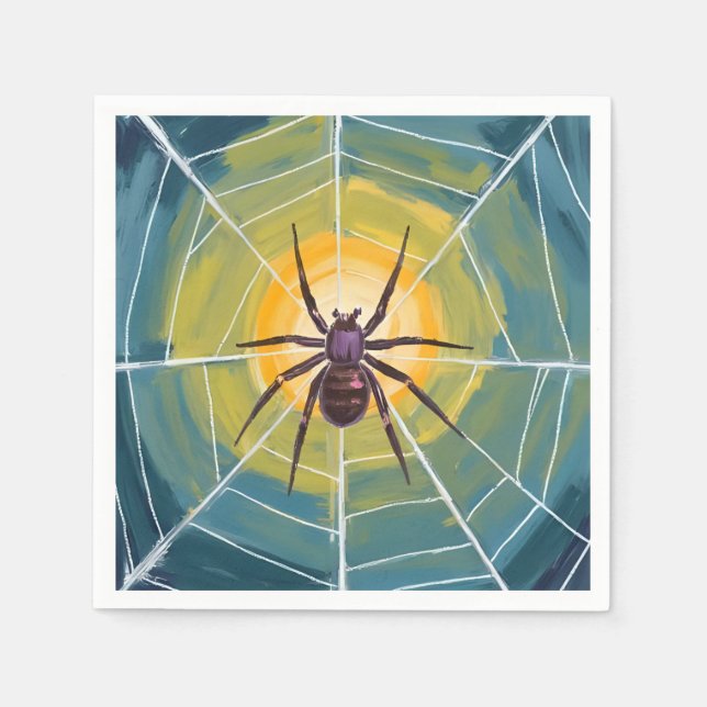 Guardanapo De Papel Festa Assustadora de Halloween da Teia de Aranha (Frente)