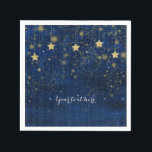 Guardanapo De Papel Festa Branca Dourada Starry Celestial Azul Brilhan<br><div class="desc">Festa Branca Azul Dourada Celestial de Starry. Personalizar com qualquer texto. Itens correspondentes disponíveis.</div>
