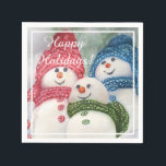 Guardanapo De Papel Festa da Família Christmas Snowman<br><div class="desc">O Partido Napkins apresenta uma Família Snowman Divertida com lenços e chapéus em Vermelho, Verde e Azul que você pode personalizar com seu próprio nome ou Evento Especial para celebrar Felizes Feriados neste Natal. Divirta-se criando seu próprio conjunto com pratos, copos, refrigeradores e mais Feliz Família Snowman pintada com aquarelas...</div>