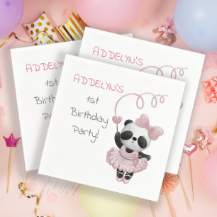 Guardanapo De Papel Festa de 1º Aniversário da Bailarina Ursinho Panda