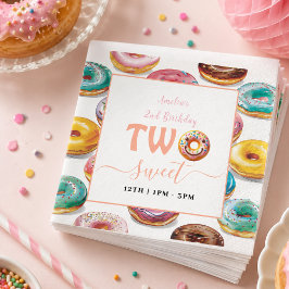 Guardanapo De Papel Festa de 2º aniversário Two Sweet Donuts
