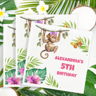 Guardanapo De Papel Festa de 5 anos da criança na selva do macaco colo