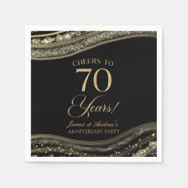 Guardanapo De Papel Festa de 70 do Elegante Black Dourado Agate