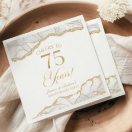 Guardanapo De Papel Festa de 75 anos do Elegante White Dourado Agate