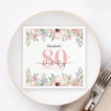 Festa de 80 Anos Elegante Floral Pastel